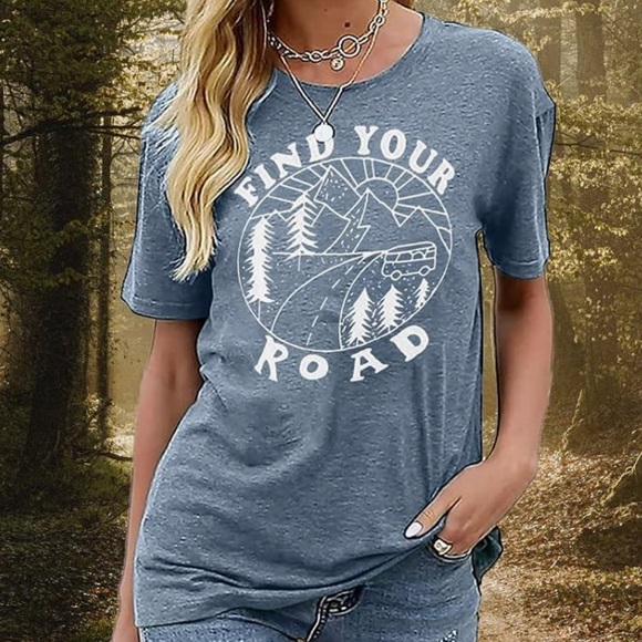 Comfy Graphic Print Top cotton blend - Picture 2 of 3